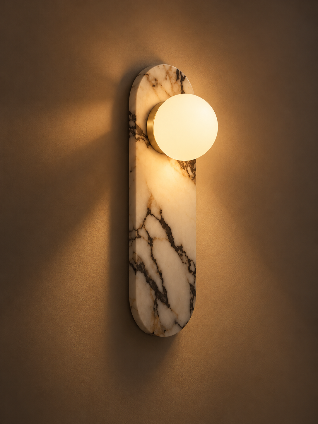 Applique Murale Marbre et Globe Blanc | MAËLLE