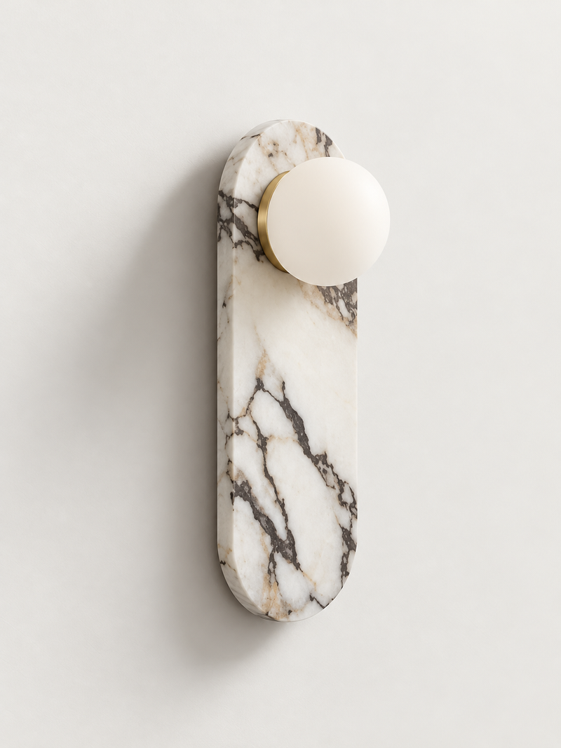 Applique Murale Marbre et Globe Blanc | MAËLLE