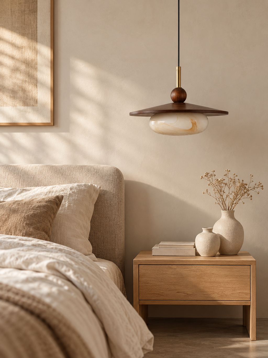 Suspension Bois et Verre Effet Marbre | ASTRID