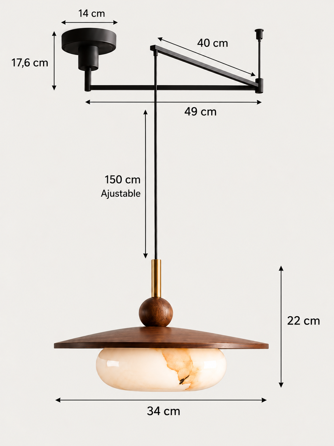 Suspension Bois et Verre Effet Marbre | ASTRID