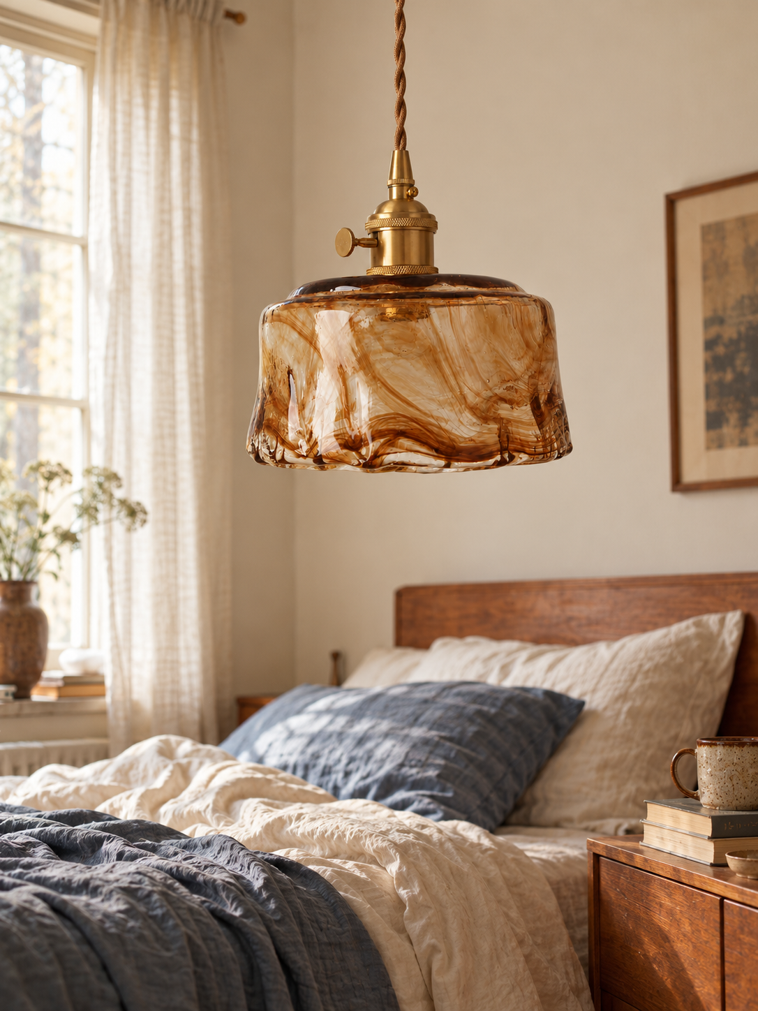 Suspension Verre Brun et Cuivre | BASILE