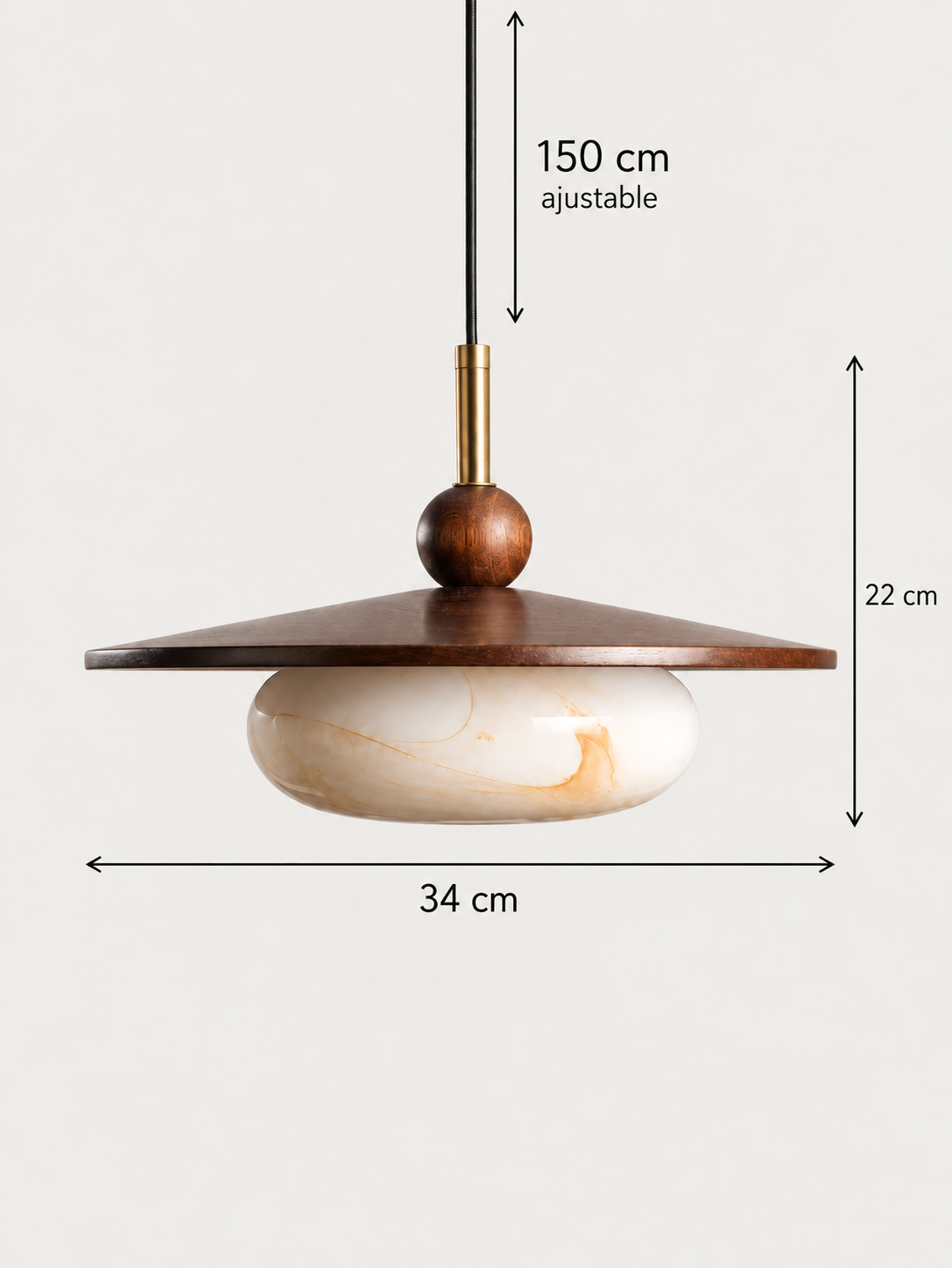 Suspension Bois et Verre Effet Marbre | ASTRID