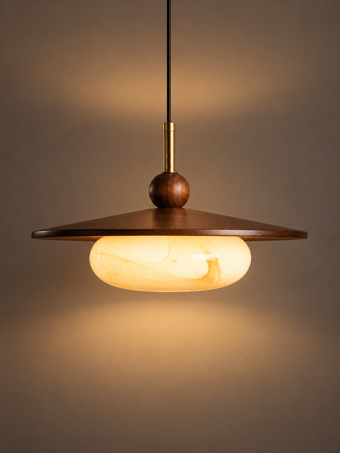 Suspension Bois et Verre Effet Marbre | ASTRID