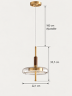Suspension Laiton, Noyer et Verre | HUGO