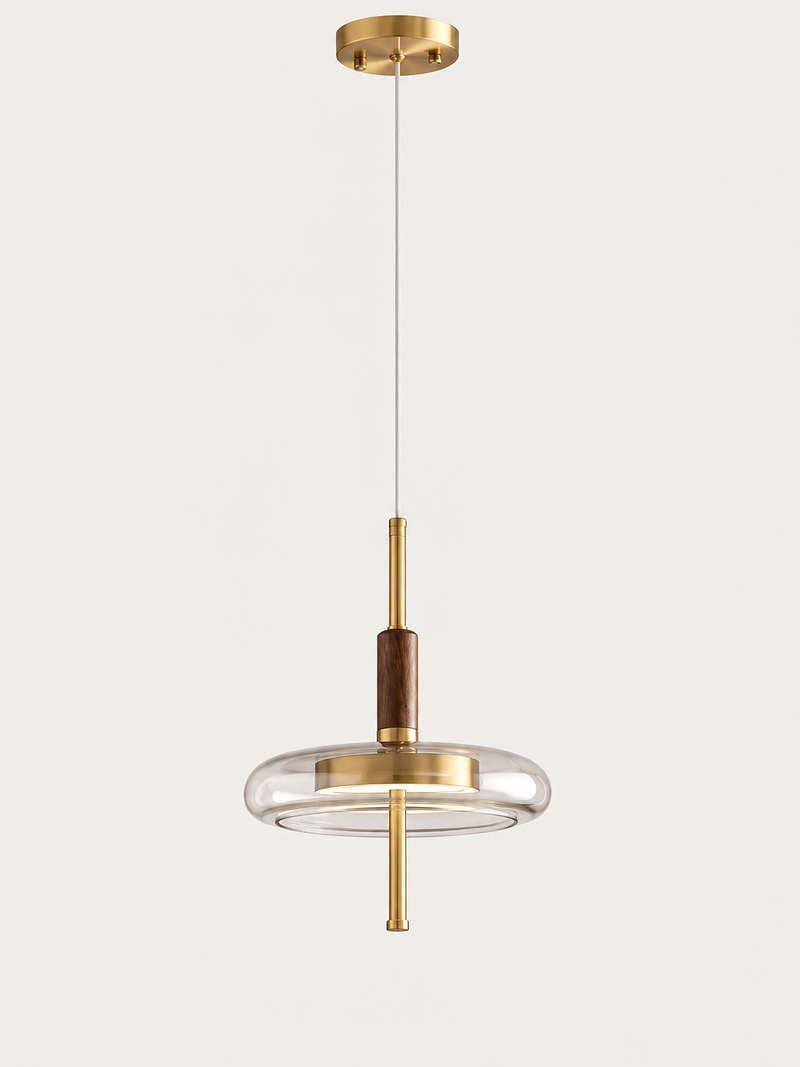 Suspension Laiton, Noyer et Verre | HUGO