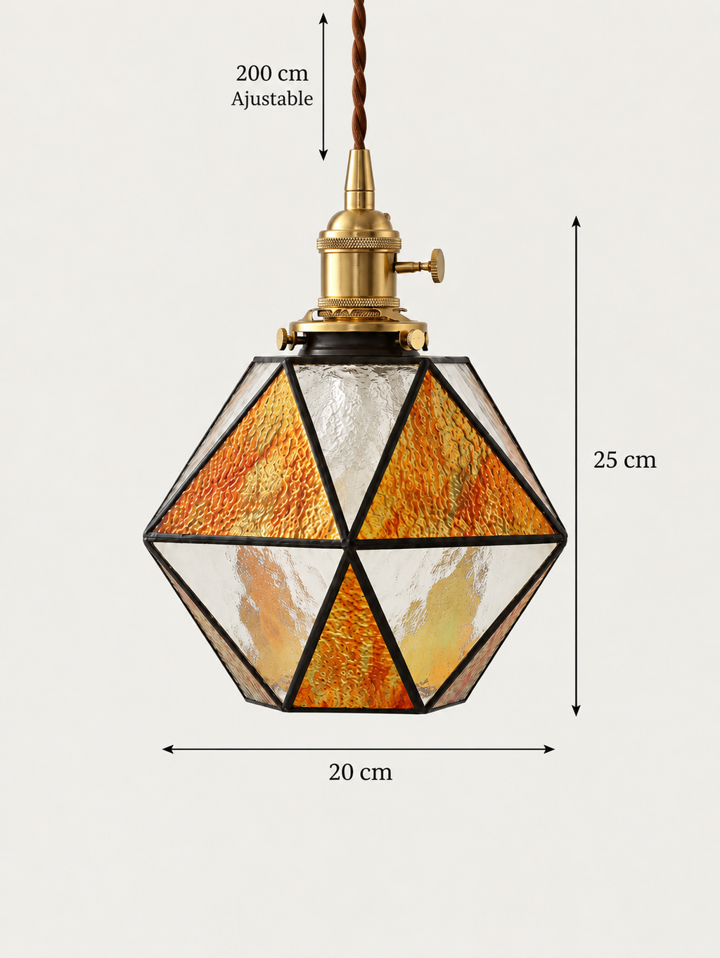 Suspension Verre Coloré et Cuivre | LOUISE