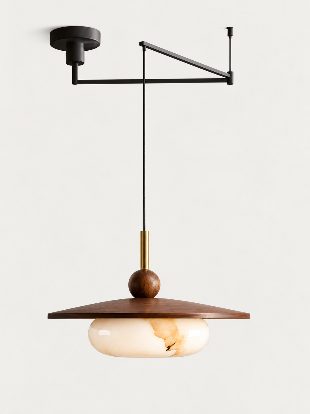 Suspension Bois et Verre Effet Marbre | ASTRID